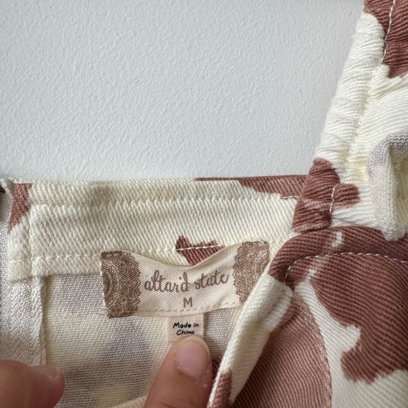 Altar'd State Cream and Tan Cow Print Crop Top - Picture 3 of 5